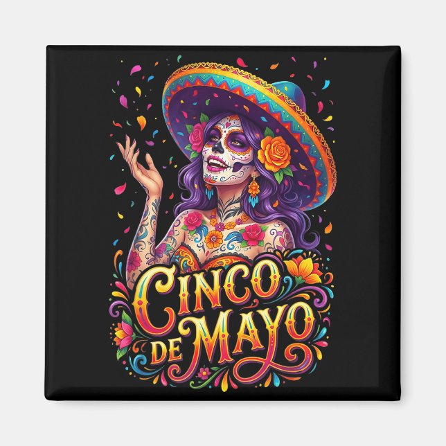 Aimant Fille du cinq mai fiesta mexicaine 5 mai Cinco (Devant)
