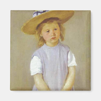 Aimant Fille en Casquette de paille, Mary Cassatt