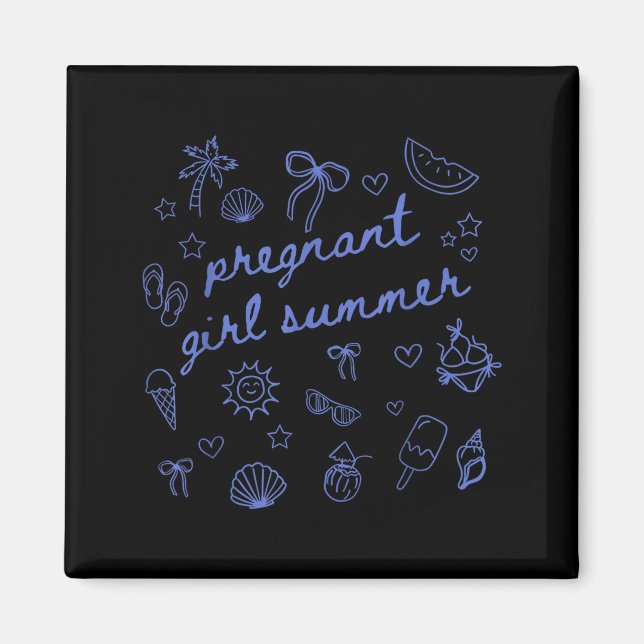 Aimant Fille enceinte été bébé drôle annonce maman  (Devant)