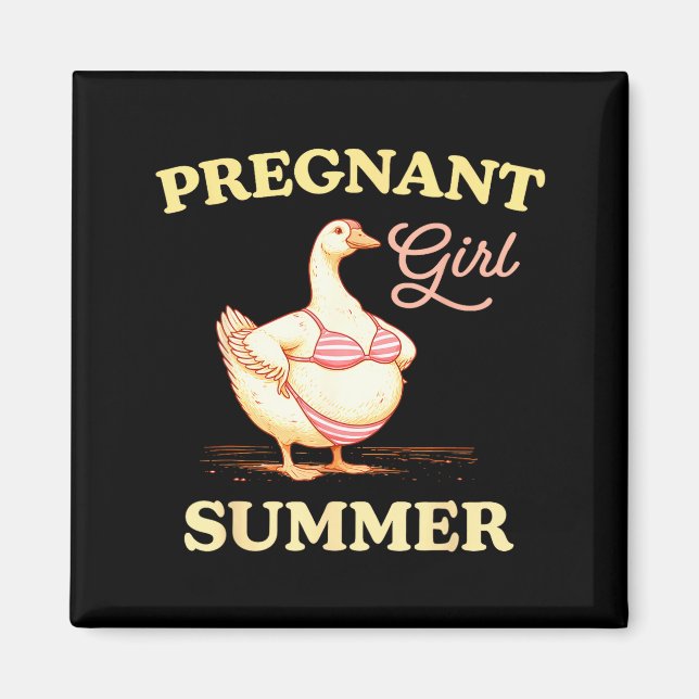 Aimant Fille enceinte été bébé drôle annonce oie (Devant)