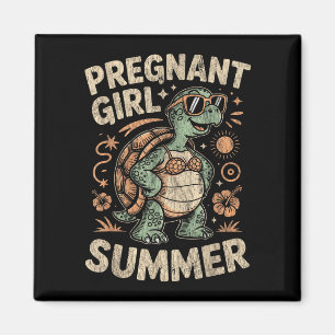 Aimant Fille enceinte été tortue drôle vacances à la plag