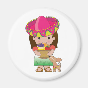 Aimant Fille et chien mexicains