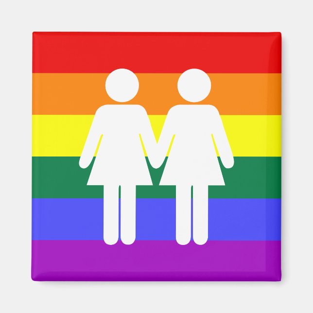 Aimant Fille + Fille Arc-en-ciel (Devant)