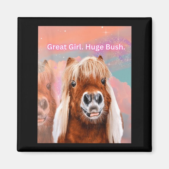 Aimant Fille géniale cheval énorme buisson (Devant)