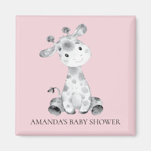 Aimant Fille Giraffe Baby shower Favoriser l'aimant