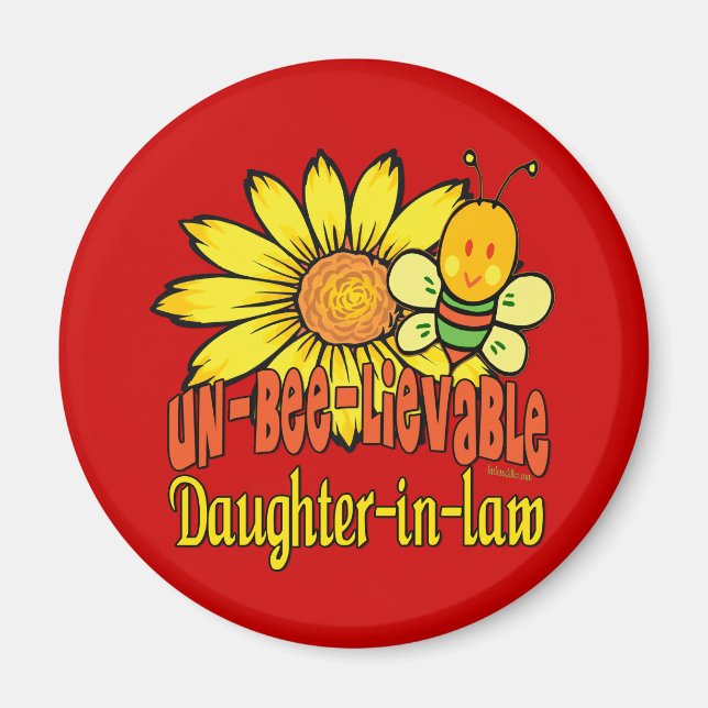 Aimant Fille incroyable en droit tournesols et abeilles (Devant)