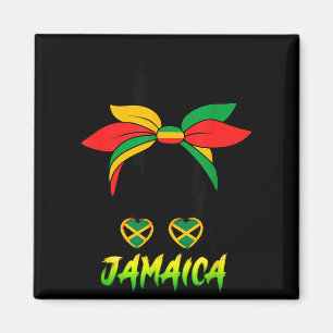 Aimant Fille jamaïcaine Drapeau jamaïcain Fierté Femme no