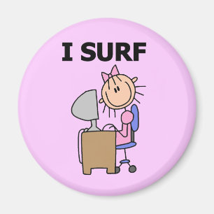 Aimant Fille je surfe sur le Web Tshirts et Cadeaux