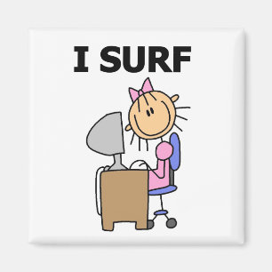 Aimant Fille je surfe sur le Web Tshirts et Cadeaux