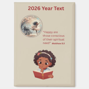 Aimant Fille lisant le texte de l'année 2026