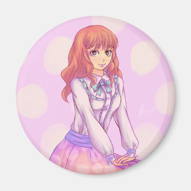 Aimant Fille Macaron rose (Devant)