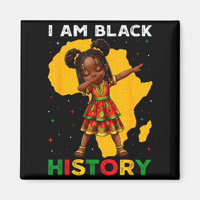 Aimant Fille Mois de l'histoire des Noirs Afro-Américains (Devant)