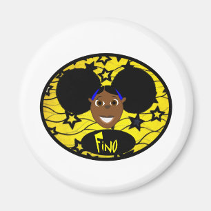 Aimant Fille noire mignonne Fino de bande dessinée