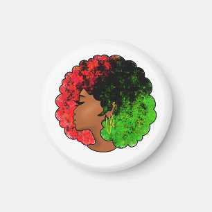 Aimant Fille noire panafricaine femme rouge vert fierté a