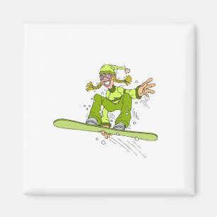 Aimant Fille olive de surf des neiges