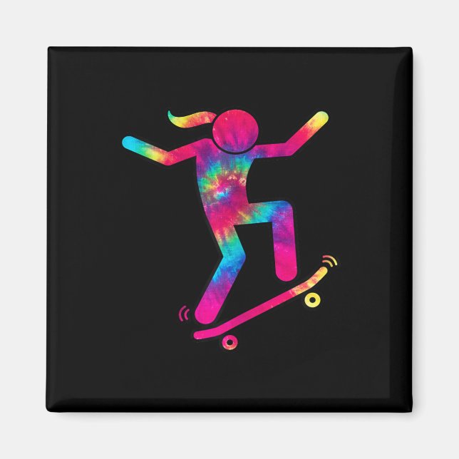 Aimant Fille Patineuse Drôle J'adore Faire Du Skateboard  (Devant)