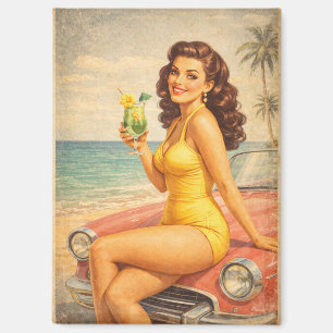 Aimant Fille Pin-Up de Miami Beach Vintage