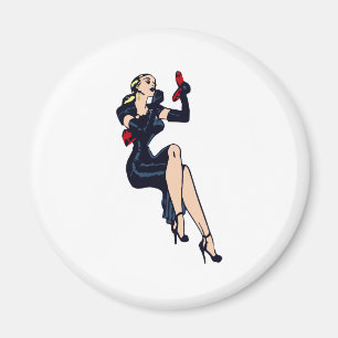 Aimant Fille pin-up glamour rétro blonde jolie vintage
