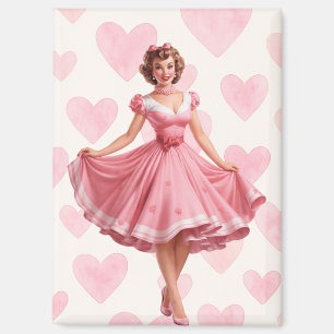 Aimant Fille Pin-Up Saint-Valentin Vintage