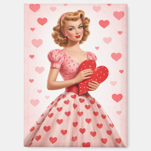 Aimant Fille Pin-Up Saint-Valentin Vintage