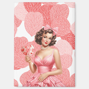 Aimant Fille pin-up vintage de la Saint-Valentin avec éve