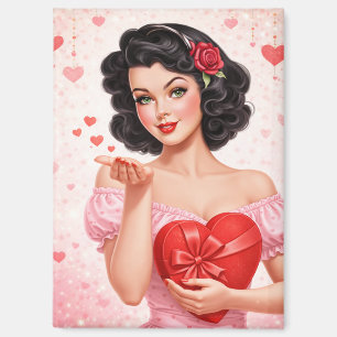 Aimant Fille pin-up vintage de la Saint-Valentin envoyant