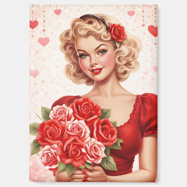Aimant Fille Pin-Up Vintage Saint-Valentin  (Recto)