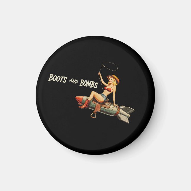Aimant Fille Pinup d'Art du Nez avec Lasso (Devant)
