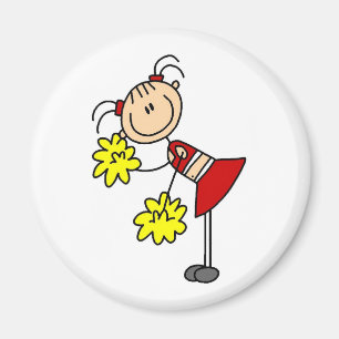 Aimant Fille Pom-Pom Girl Figurine Bâton Aimantée