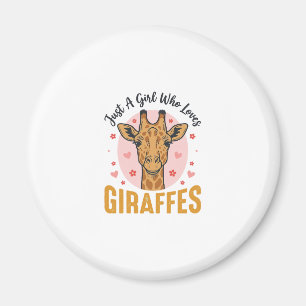 Aimant Fille qui aime les girafes Design de gravure vinta