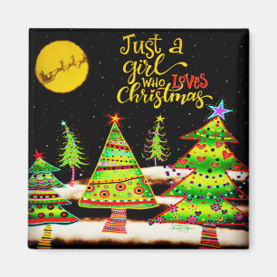 Aimant "Fille qui aime Noël" Inspirivité
