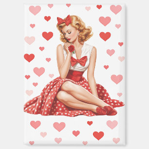 Aimant Fille rétro de la Saint-Valentin Vintage Chérie