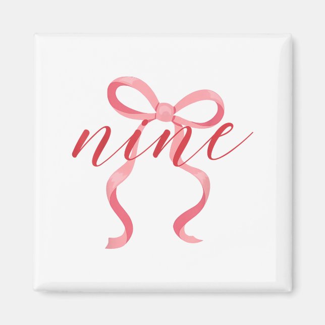 Aimant Fille Rose Coquette Bow 9 Ans 9e Anniversaire Par (Devant)