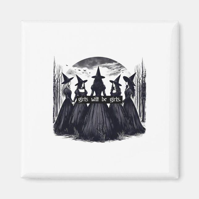 Aimant Fille Sera Filles Sorcière Halloween Drôle Witchy  (Devant)