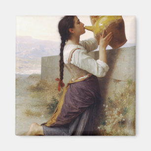 Aimant Fille soif buvant d'un Jug (Paysage rural)