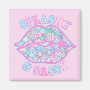 Aimant Fille Splashy & Sassy Rose Turquoise Mermaid Kiss