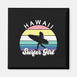 Aimant Fille surfeuse Hawaii Vintage surf hawaïen Surf B