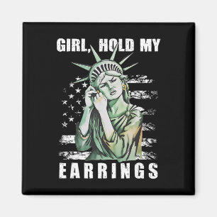Aimant Fille tiens mes boucles d'oreilles Statue Subtil R