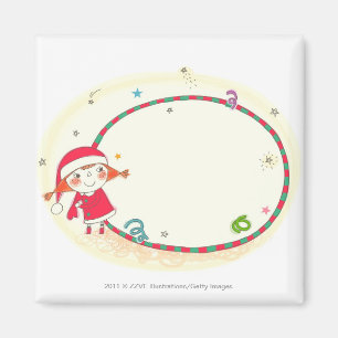Aimant Fille utilisant le costume de Père Noël