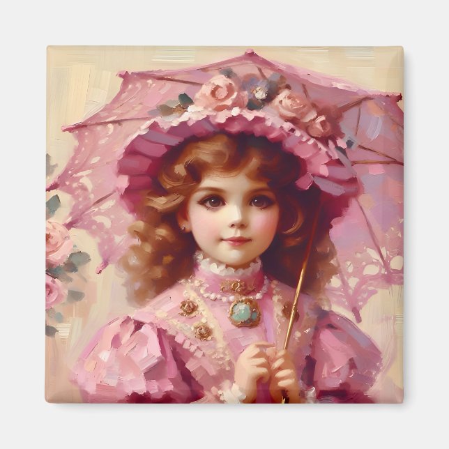 Aimant ~ Fille Vintage attirante ~ Parasol ~ (Devant)