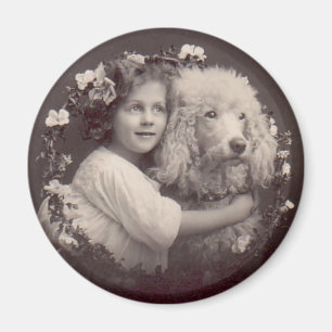 Aimant Fille vintage et caniche