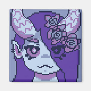 Aimant Fille violette Pixelart, Pixel Art
