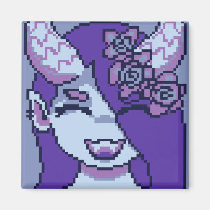 Aimant Fille violette sourire pixelart, Pixel Art