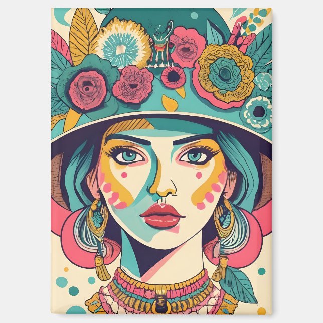 Aimant filles avec casquette (Recto)