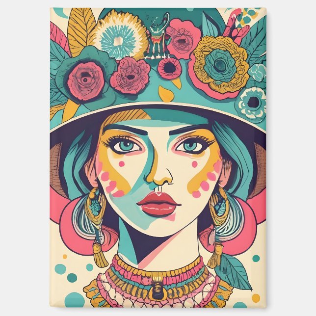 Aimant filles avec casquette (Recto)