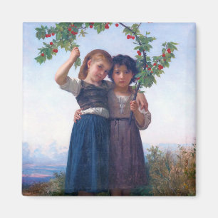 Aimant Filles avec la Branche Cerise, Bouguereau