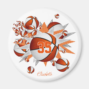 Aimant filles basket-ball personnalisées étoiles orange b