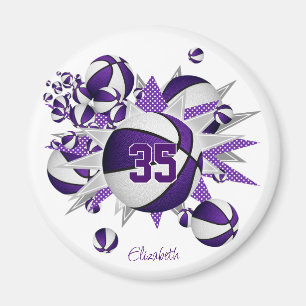 Aimant filles basket-ball personnalisées étoiles violet b