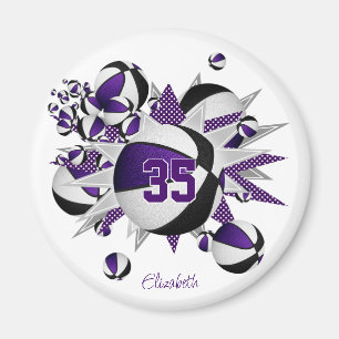 Aimant filles cadeaux de sport violet noir basketballs ét
