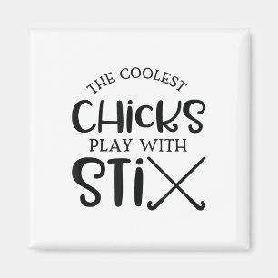Aimant Filles De Fac Avec Des Sticks Jouent Au Hockey Sur